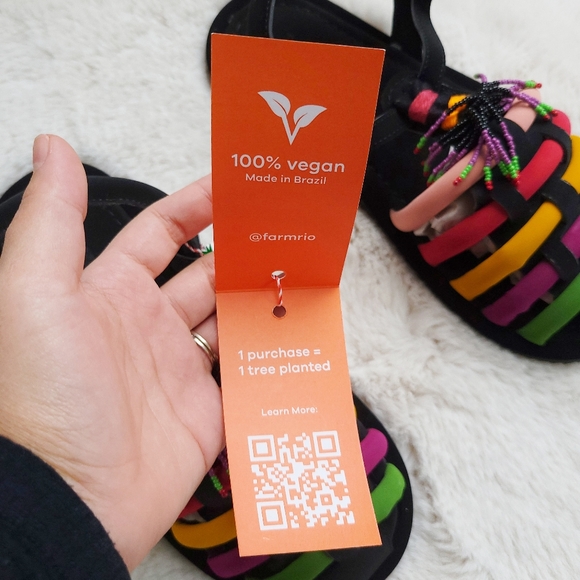 Farm Rio x Anthropologie Beaded Fringe Rainbow Tube Strappy Sandal - Picture 7 of 12